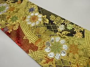 光悦垣に菊・襷模様織出し袋帯